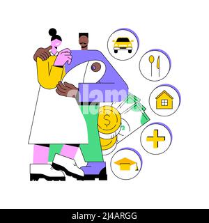 Familienbudgetplanung abstrakte Konzept Vektor Illustration. Beste wirtschaftliche Entscheidungen, persönliche Budgetstrategie, Familieneinkommen und Ausgabenmanagement, Finanzhaushaltsplan abstrakte Metapher. Stock Vektor