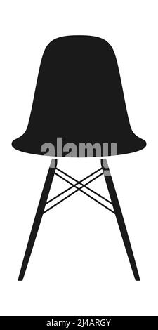 Minimalistisches Design Stuhl schwarz Vektor-Symbol, isoliert auf weißem Hintergrund. Stock Vektor