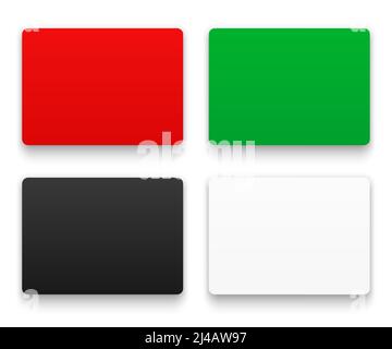 Vektor-Set aus roten, grünen, schwarzen und weißen leeren rechteckigen Hintergründen, isoliert auf weißem Hintergrund. Stock Vektor