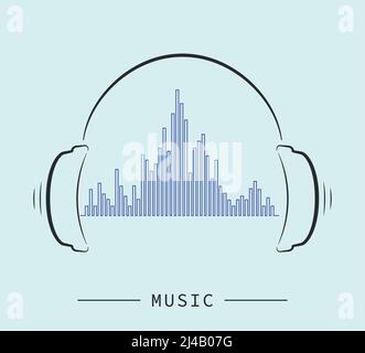 Kopfhörer-Symbol Mit Sound Wave Beats Kopfhörer-Symbol Mit Sound Wave Beats. Dj. Podcast, Musikliebhaber, Cover für Musikalben Stock Vektor