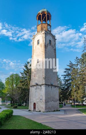 Historischer Uhrenturm in Razgrad, Bulgarien Stockfoto