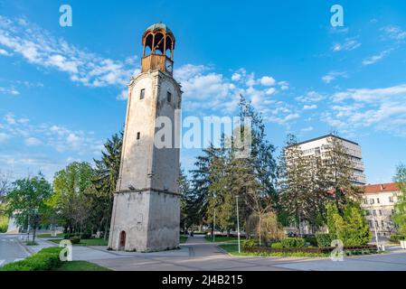 Historischer Uhrenturm in Razgrad, Bulgarien Stockfoto