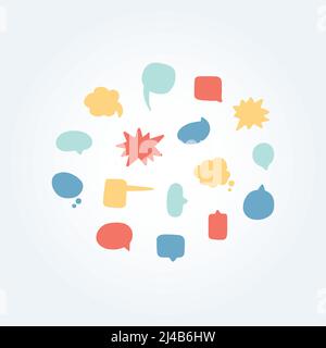 Handgezeichnete Vektordarstellung der Sprechblasen eingestellt. Stock Vektor