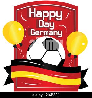 Isoliertes Banner mit Fußball und Band Deutschland Reisekonzept Vektor Stock Vektor