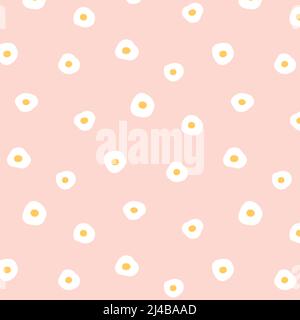 Handgezeichnete Vektordarstellung des Spiegelei-Musters auf rosa Hintergrund. Stock Vektor