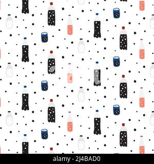 Handgezeichnete Vektordarstellung des Soda-Musters. Alkoholfreies Getränk Stock Vektor