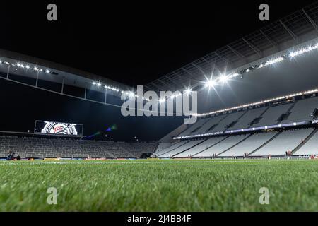 Sao Paulo, Brasilien. 13. April 2022. SP - Sao Paulo - 04/13/2022 - LIBERTADORES 2022, CORINTHIANS X DEPORTIVO CALI - Gesamtansicht des Arena Corinthians Stadions für das Spiel zwischen Corinthians und Deportivo Cali für die Copa Libertadores 2022 Meisterschaft. Foto: Ettore Chiereguini/AGIF/Sipa USA Quelle: SIPA USA/Alamy Live News Stockfoto