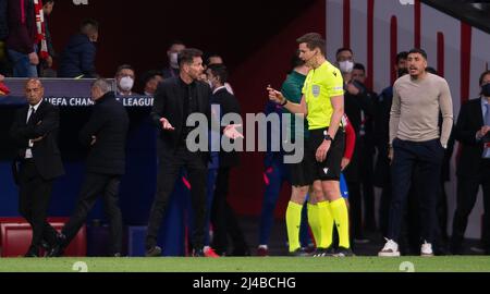 Stadion Wanda Metropolitano, Madrid, Spanien. 13. April 2022. EUFA Champions League Football, Atletico Madrid gegen Manchester City; Credit: Action Plus Sports/Alamy Live News Stockfoto