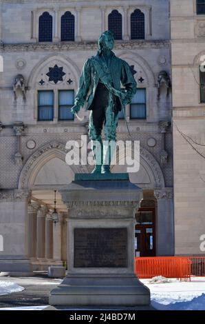 Statue von Colonel Thomas Knowlton, amerikanischer Patriot, in der Connecticut State Capital in Hartford Stockfoto