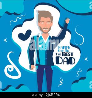 Isoliert glücklich Papa Cartoon-Figur Vater Tag Vorlage Vektor Stock Vektor