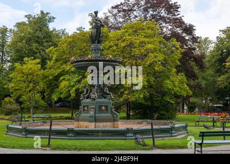 Halifax Public Gardens mit dem Victoria Jubilee Fountain, Nova-Scotia, Kanada Stockfoto