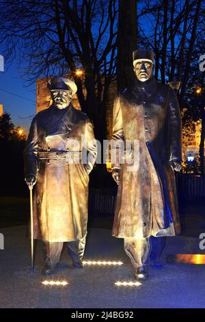 Denkmal für Charles de Gaulle (1890-1970) und Winston Churchill (1874-1965) in Calais, Frankreich Stockfoto