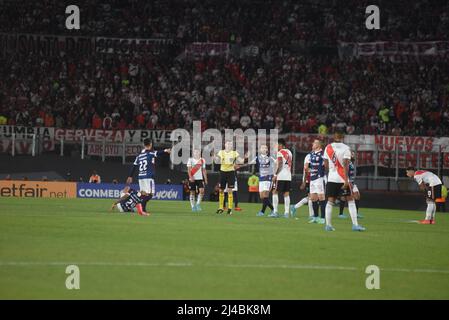 Buenos Aires, Argentinien. 13. April 2022. Spiel zwischen River Plate x Fortaleza, gültig für die Gruppenphase von Libertadores da América 2022, gespielt im Monumental Stadium, in der Nacht von diesem Mittwoch, 13. April 2022, in Buenos Aires, Argentinien. Kredit: Gabriel Sotelo/FotoArena/Alamy Live Nachrichten Stockfoto