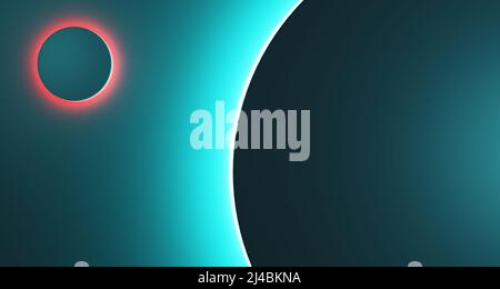 3D Rendering abstrakter geometrischer Formen mit leuchtendem Blau- und Rotneon-Effekt. Stockfoto