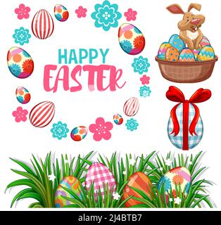 Frohes Osterfest mit Hase und Eier Illustration Stock Vektor