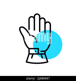 Ski- oder Snowboardhandschuh. Freizeit Wintersport Schutzkleidung. Pixel-perfektes, bearbeitbares geometrisches Kontursymbol Stock Vektor
