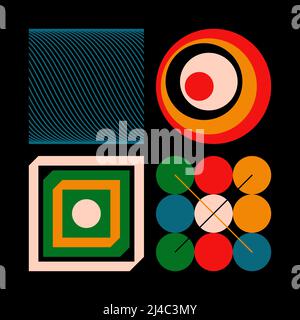 Abstraktes Vektormuster mit verschiedenen Geometrieformen und Elementen. Geometrische Design-Grafiken für Poster, Cover, Kunst, Präsentation, Drucke Stock Vektor