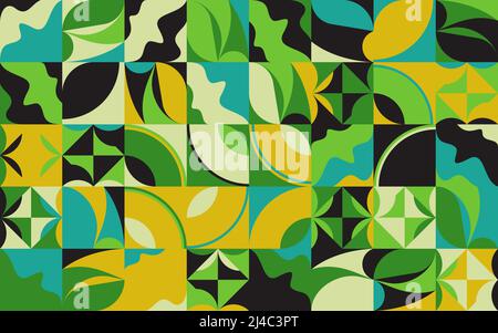 Abstraktes Muster Grafikdesign inspiriert von der Ästhetik der Moderne Kunst mit kühnen geometrischen Formen und abstrakten Figuren für Poster, Cover, Kunst, PR Stock Vektor