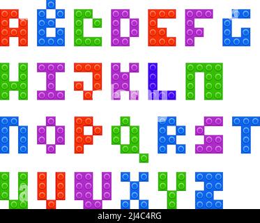 4 Farben Kunststoff Konstruktor Alphabet Vektor Illustration Stock Vektor