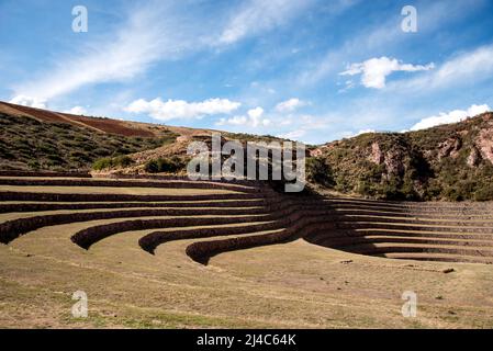 Inca landwirtschaftliche Forschung Station, Moray, Peru, Südamerika Stockfoto