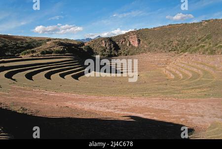 Inca landwirtschaftliche Forschung Station, Moray, Peru, Südamerika Stockfoto