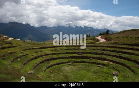 Inca landwirtschaftliche Forschung Station, Moray, Peru, Südamerika Stockfoto