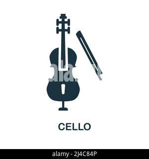 Cello-Symbol. Einfaches Element aus Musikinstrumentenkollektion. Kreatives Cello-Symbol für Webdesign, Vorlagen, Infografiken und mehr Stock Vektor