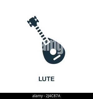 Laute-Symbol. Einfaches Element aus Musikinstrumentenkollektion. Kreatives Lute-Symbol für Webdesign, Vorlagen, Infografiken und mehr Stock Vektor