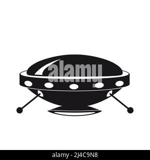 UFO-Symbol, Raumschiff von Alien. Vektor flach schwarz Farbe Stil Stock Vektor