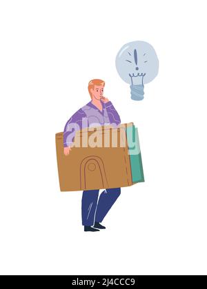 Flacher Cartoon-Charakter mit riesigen Brieftasche und Glühbirne, Crowdfunding soziale finanzielle Vektor Illustration Konzept gesetzt Stock Vektor