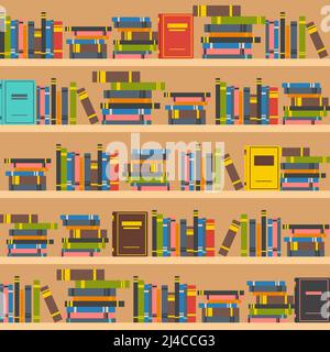 Bücherregale in der Schule oder zu Hause Bibliothek Innenraum flache Vektor Abbildung Stock Vektor