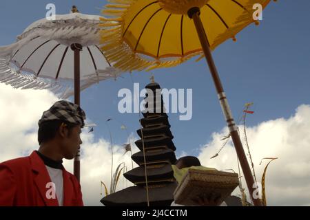 Ulun Danu Bratan Wassertempel am Bratan See, Bedugul, Tabanan, Bali, Indonesien. Stockfoto