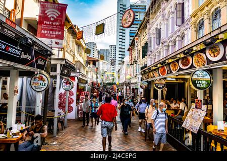 Der Chinatown Street Market ist ein beliebtes Ausflugsziele in Singapur. Stockfoto