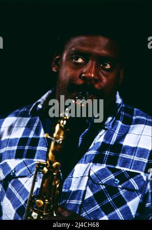 Jazz Fest Berlin, Philharmonie, Deutschland, 1987, David Murray, Amerikanischer Jazzsaxophonist, Auftritt mit dem World Saxophone Quartet. Jazz Fest Berlin, Philharmonie, Deutschland, 1987, David Murray, Amerikanischer Jazz-Saxophonist, Auftritt mit dem World Saxophone Quartet. Stockfoto