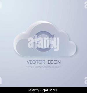 Leere Web-Icon-Vorlage mit Glaswolke und Pfeilrotation zeichen auf hellen Hintergrund isoliert Vektor-Illustration Stock Vektor