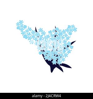 Blaue Hortensien, Bouquet von blühenden Blumen isoliert auf weiß Stockfoto