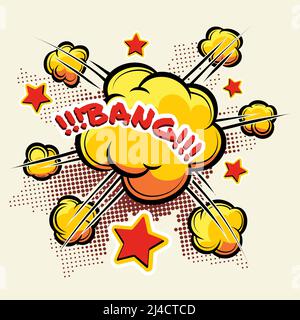 Cartoon große Explosion für Comic-Bücher. Wolkenexplosion orange. Vektorgrafik Stock Vektor