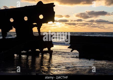 Schiffswrack von Maheno am Eastern Beach auf Fraser Island, Queensland, Australien Stockfoto