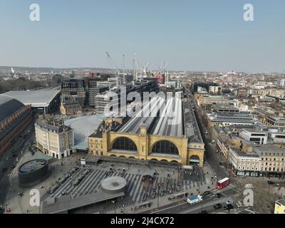 Drohnenaufnahme der Londoner King's Cross Station Stockfoto