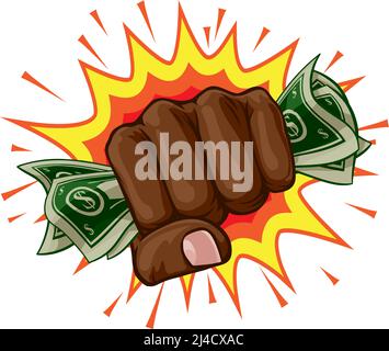 Money Cash Fist Hand Comic Pop Art Cartoon Stock Vektor