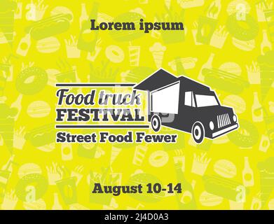 Urban, Street Food Vektor Illustrationen für Poster. Banner Cafe Auto, Lunch Street, Event Illustration Stock Vektor