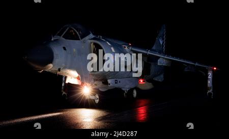 Ex Royal Navy Sea Harrier FA2 in der RAF Church Fenton, Yorkshire, Großbritannien Stockfoto