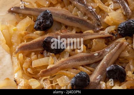 Nahaufnahme eines gekochten pissaladière Stockfoto