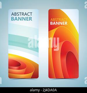 Abstrakte vertikale Banner mit orange gerolltem Geschenkpapier auf Licht Hintergrund isolierte Vektorgrafik Stock Vektor