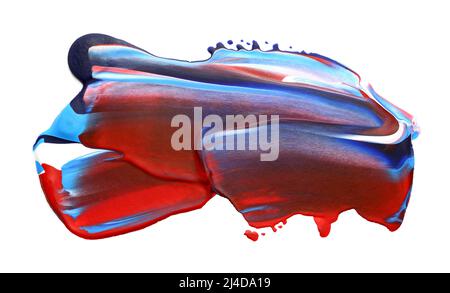 Abstrakte bunte Acrylfarbe Pinselstriche als Hintergrund isoliert auf weiß Stockfoto