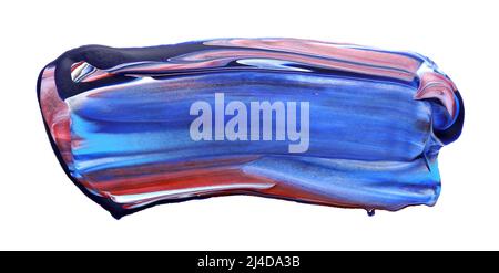 Abstrakte bunte Acrylfarbe Pinselstriche als Hintergrund isoliert auf weiß Stockfoto