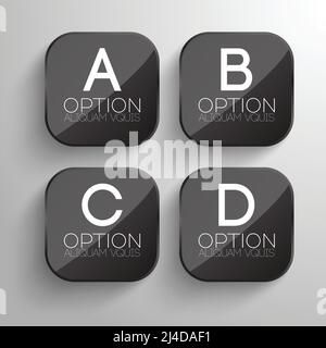 Business Infografik Design-Konzept mit grauen abgerundeten quadratischen Knopf und Vier Optionen isolierte Vektordarstellung Stock Vektor