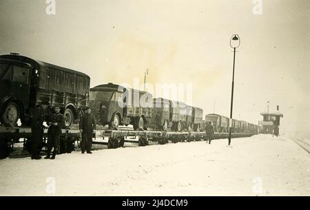 2. Weltkrieg WW2 deutsche Soldaten erobern URSS - 19 february1942, fahrzeuge der wehrmacht nach Russland - Operation Barbarossa - Tuttingen, Deutschland Stockfoto