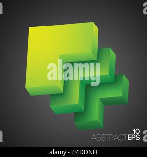 Abstrakte Web-Business-Vorlage mit grünen geometrischen Figuren auf dunkel Hintergrund isolierte Vektorgrafik Stock Vektor