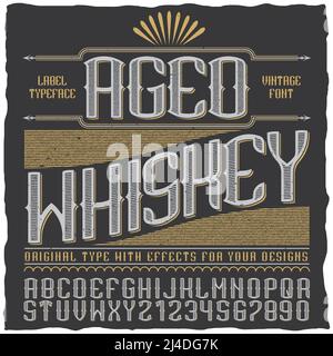 Gealtertes Vintage-Label-Schriftposter mit Alphabet und Figuren vektorgrafik Stock Vektor